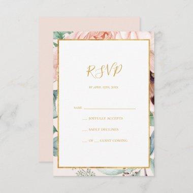 Elegant Blush Floral Garden | Pastel RSVP Card
