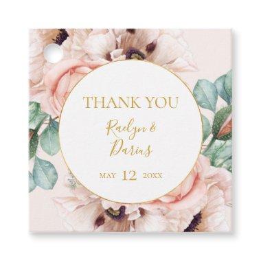 Elegant Blush Floral Garden | Pastel Thank You Favor Tags