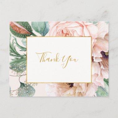 Elegant Blush Floral Garden | Pastel Thank You PostInvitations