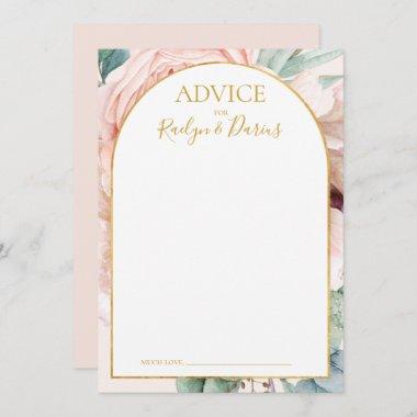 Elegant Blush Floral Garden | Pastel Wedding Advice Card