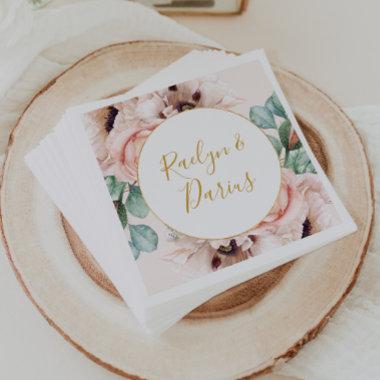 Elegant Blush Floral Garden | Pastel Wedding Napkins