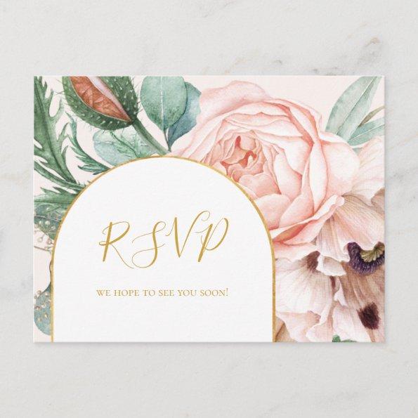 Elegant Blush Floral Garden | Pastel Wedding RSVP PostInvitations