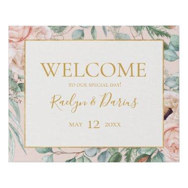 Elegant Blush Floral Garden | Pastel Welcome Faux Canvas Print