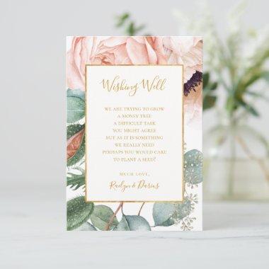Elegant Blush Floral Garden | Wedding Wishing Well Enclosure Invitations