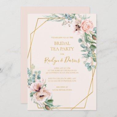 Elegant Blush Floral | Pastel Bridal Tea Party Invitations