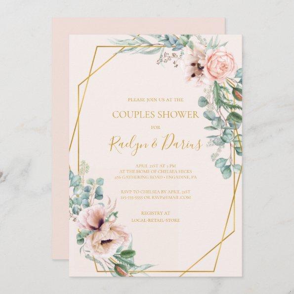 Elegant Blush Floral | Pastel Couples Shower Invitations