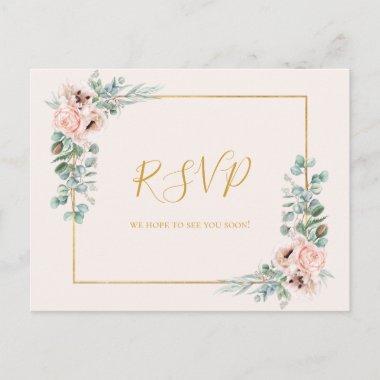 Elegant Blush Floral | Pastel Wedding RSVP PostInvitations
