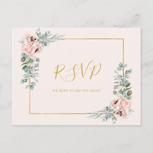 Elegant Blush Floral | Pastel Wedding RSVP PostInvitations