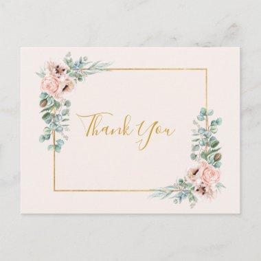 Elegant Blush Floral | Pastel Wedding Thank You PostInvitations