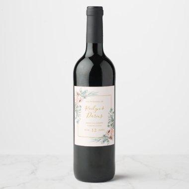 Elegant Blush Floral | Pastel Wedding Wine Label