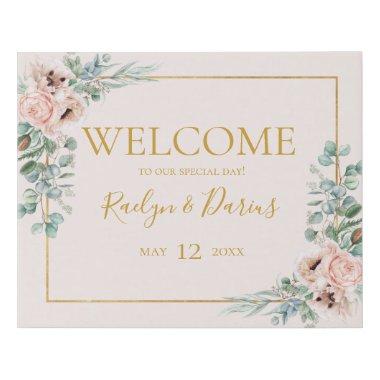 Elegant Blush Floral | Pastel Welcome Faux Canvas Print