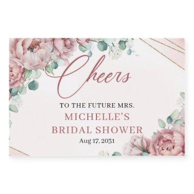 Elegant blush floral roses eucalyptus gold frame c sparkling wine label