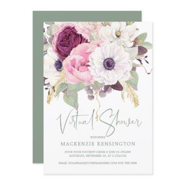 Elegant Blush Floral Virtual Bridal Shower Invitations