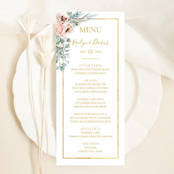 Elegant Blush Floral | Wedding Dinner Menu