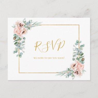 Elegant Blush Floral | Wedding RSVP PostInvitations