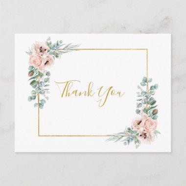 Elegant Blush Floral | Wedding Thank You PostInvitations
