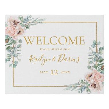 Elegant Blush Floral | Welcome Faux Canvas Print