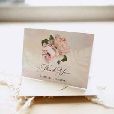Elegant Blush Flower Bridal Shower Folded Thank You Invitations