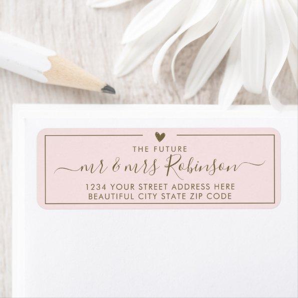 Elegant Blush Gold Script Wedding Return Address Label