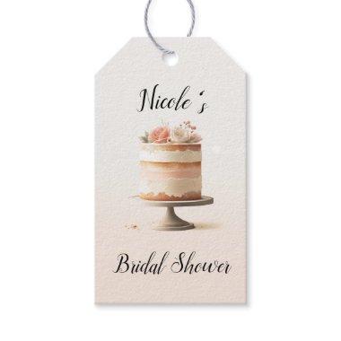 Elegant Blush Peach Floral Cake  Gift Tags