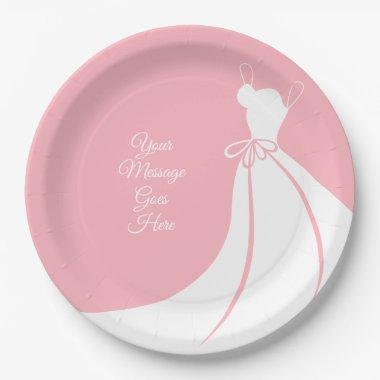 Elegant Blush Pink and White Gown  Paper Plates