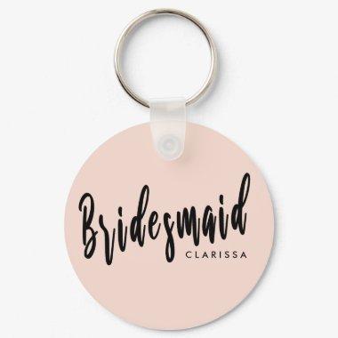 Elegant blush pink & black bridesmaid keychain