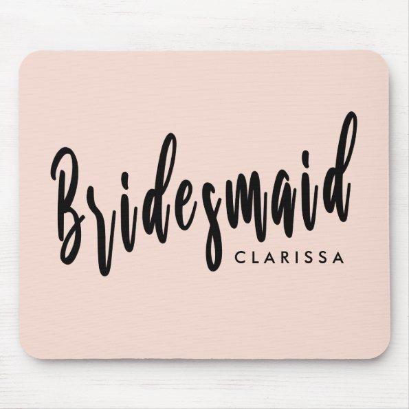 Elegant blush pink & black bridesmaid mouse pad