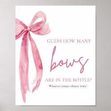 Elegant Blush Pink Bow Guess How Many Bows Game Poster