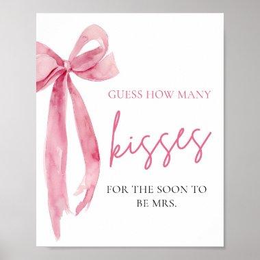 Elegant Blush Pink Bow Guess How Many Kisses Game Poster