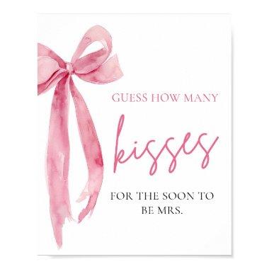 Elegant Blush Pink Bow Guess How Many Kisses Game Poster