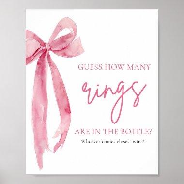 Elegant Blush Pink Bow Guess How Many Rings Game Poster