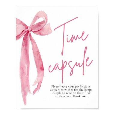 Elegant Blush Pink Bow Time Capsule Game Sign