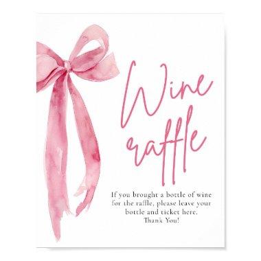 Elegant Blush Pink Bow Wine Raffle Game Sign