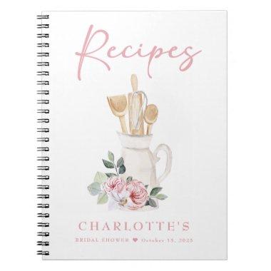 Elegant Blush Pink Bridal Shower Recipe Book