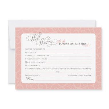 Elegant Blush Pink Bridal Shower Well Wishes Advice Card