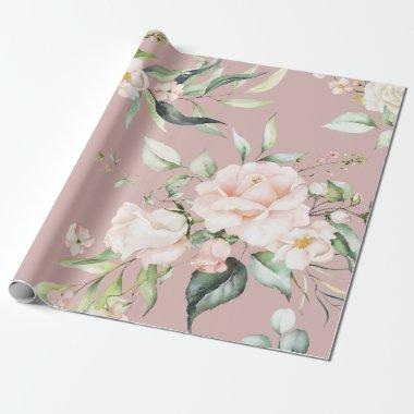 Elegant Blush Pink Eucalyptus Greenery Mauve Wrapping Paper