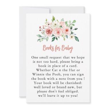 Elegant Blush Pink Floral Books for Baby Invitations