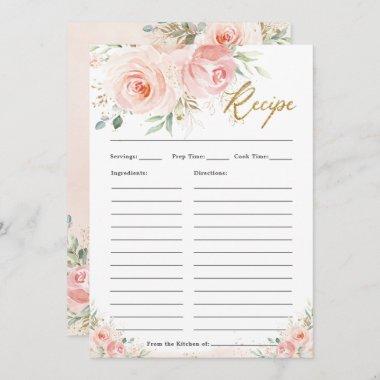 Elegant Blush Pink Floral Bridal Bring Recipe Invitations