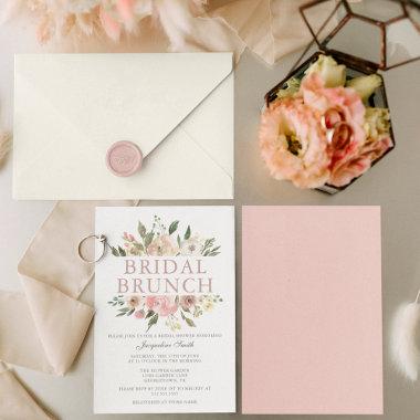 Elegant Blush Pink Floral Bridal Brunch Shower Invitations