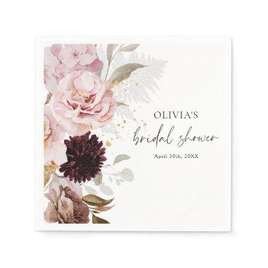 Elegant Blush Pink Floral  Napkins