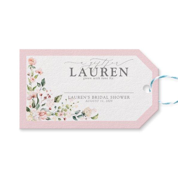 Elegant Blush Pink Floral  No Wrap Gift Tags