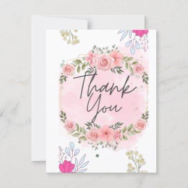 Elegant Blush Pink Floral Bridal Shower Thank You Invitations
