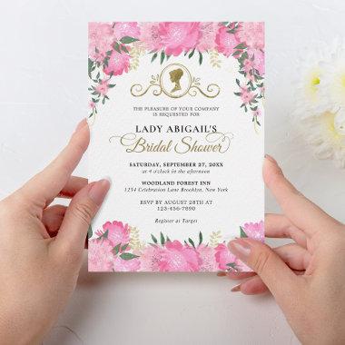 Elegant Blush Pink Floral Victorian Bridal Shower Invitations