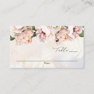 Elegant Blush Pink Floral Wedding Escort Card