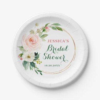 Elegant Blush Pink Flowers Boho  Paper Plates