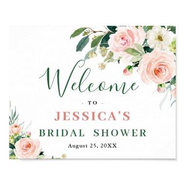 Elegant Blush Pink Flowers Boho Bridal Shower Poster