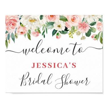 Elegant Blush Pink Flowers Boho Bridal Shower Poster