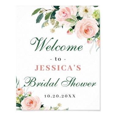 Elegant Blush Pink Flowers Boho Bridal Shower Poster