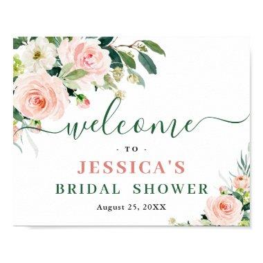 Elegant Blush Pink Flowers Boho Bridal Shower Poster