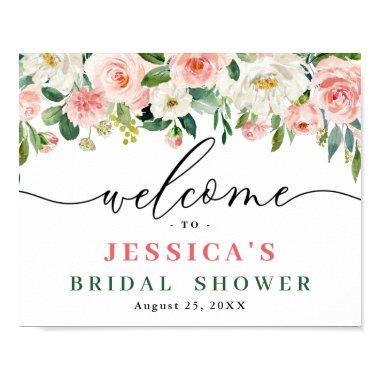 Elegant Blush Pink Flowers Boho Bridal Shower Poster